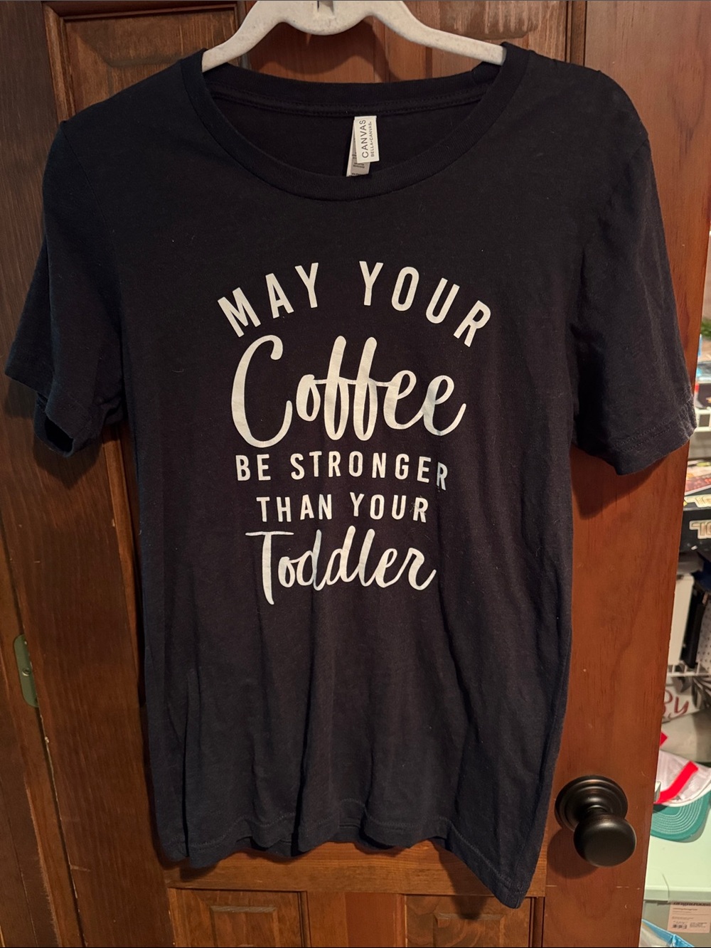 Bella Canvas Black womens Tee with White Coffee Graphic